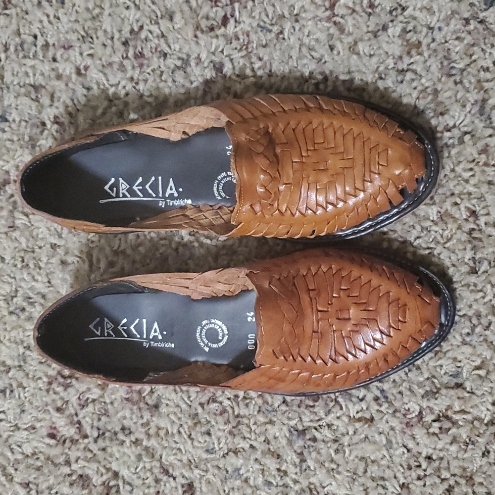 AUTHENTIC MEXICO MADE CHANCLAS BROWN REAL LEATHER SIZE 7